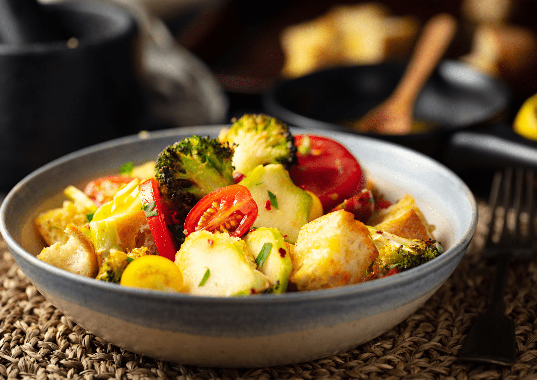 Vegetarian Broccoli and Walnut Panzanella