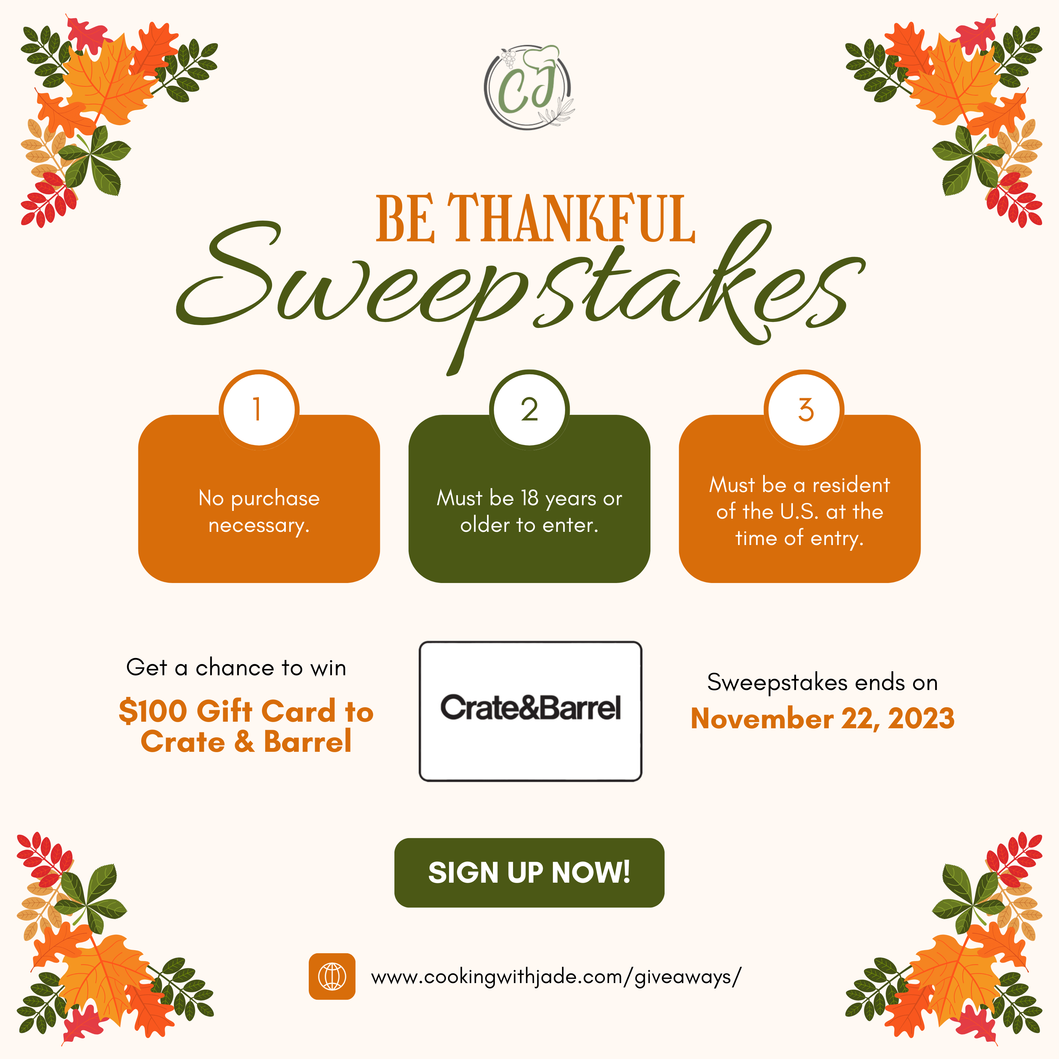 be thankful sweepstakes