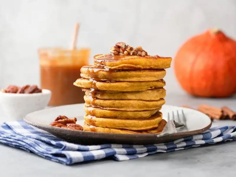 Pumpkin Spiced Pancakes with Toasted Pecans