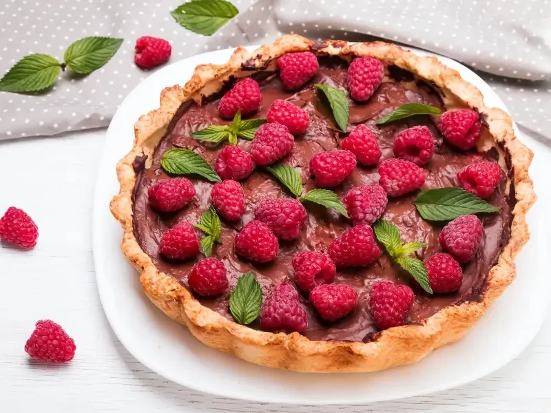 Decadent Vegan Chocolate Raspberry Tart