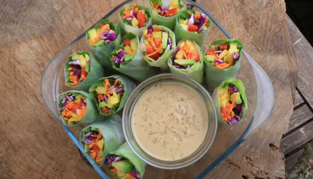 Rainbow Summer Rolls with Peanut Sauce