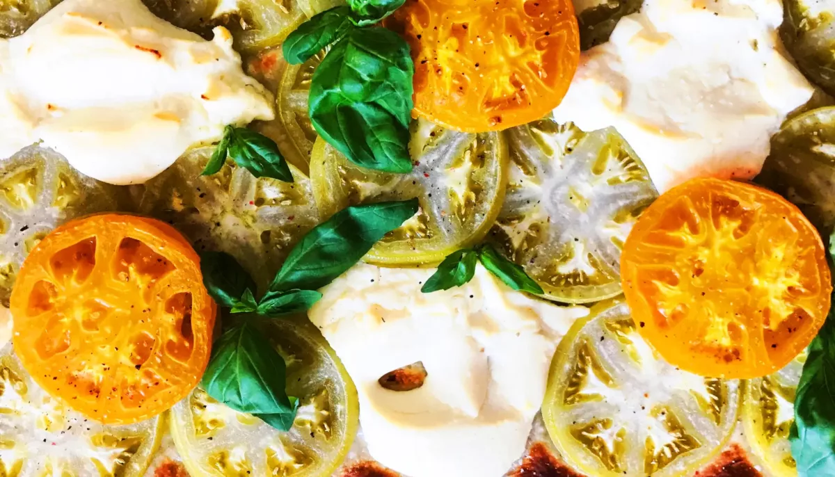 Grilled Flatbread with Ricotta & Heirloom Tomatoes